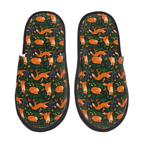 Cute Little Foxes Print House Slippers For Women And Men,Soft Slippers With Memory Foam,Non-Slip Indoor Home Shoes