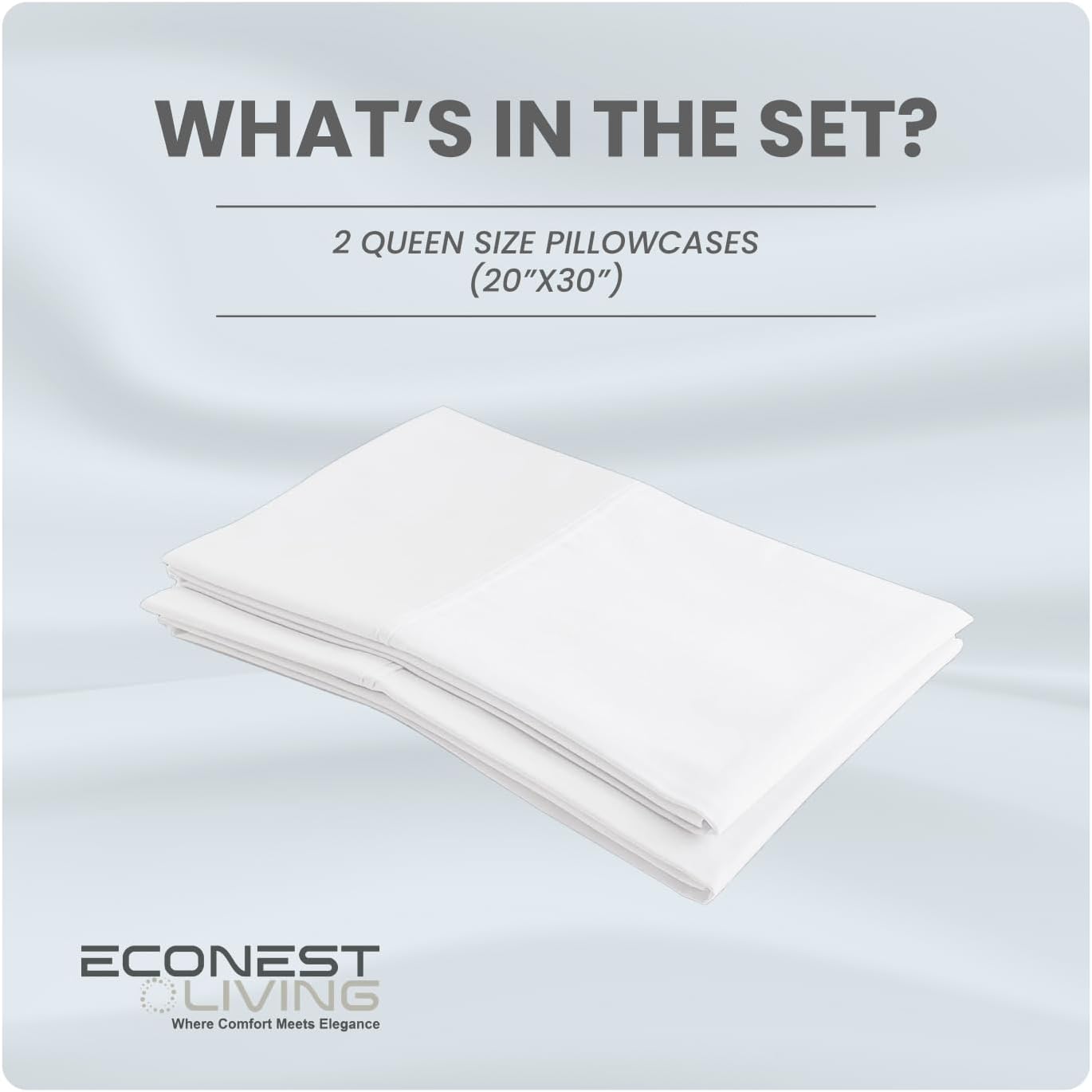 100% Egyptian Cotton Pillowcases Standard/Queen Size Sets of 2-800 Thread Count White Cotton Pillowcases, Ultra Soft Cooling Sateen Weave Pillow Cases for Sleeping, Sets of 2 Pillow Covers