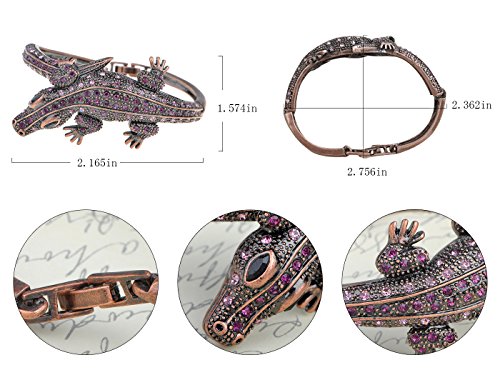 Alilang Copper Tone Amethyst Colored Rhinestones Alligator Crocodile Bangle Bracelet #TOP5