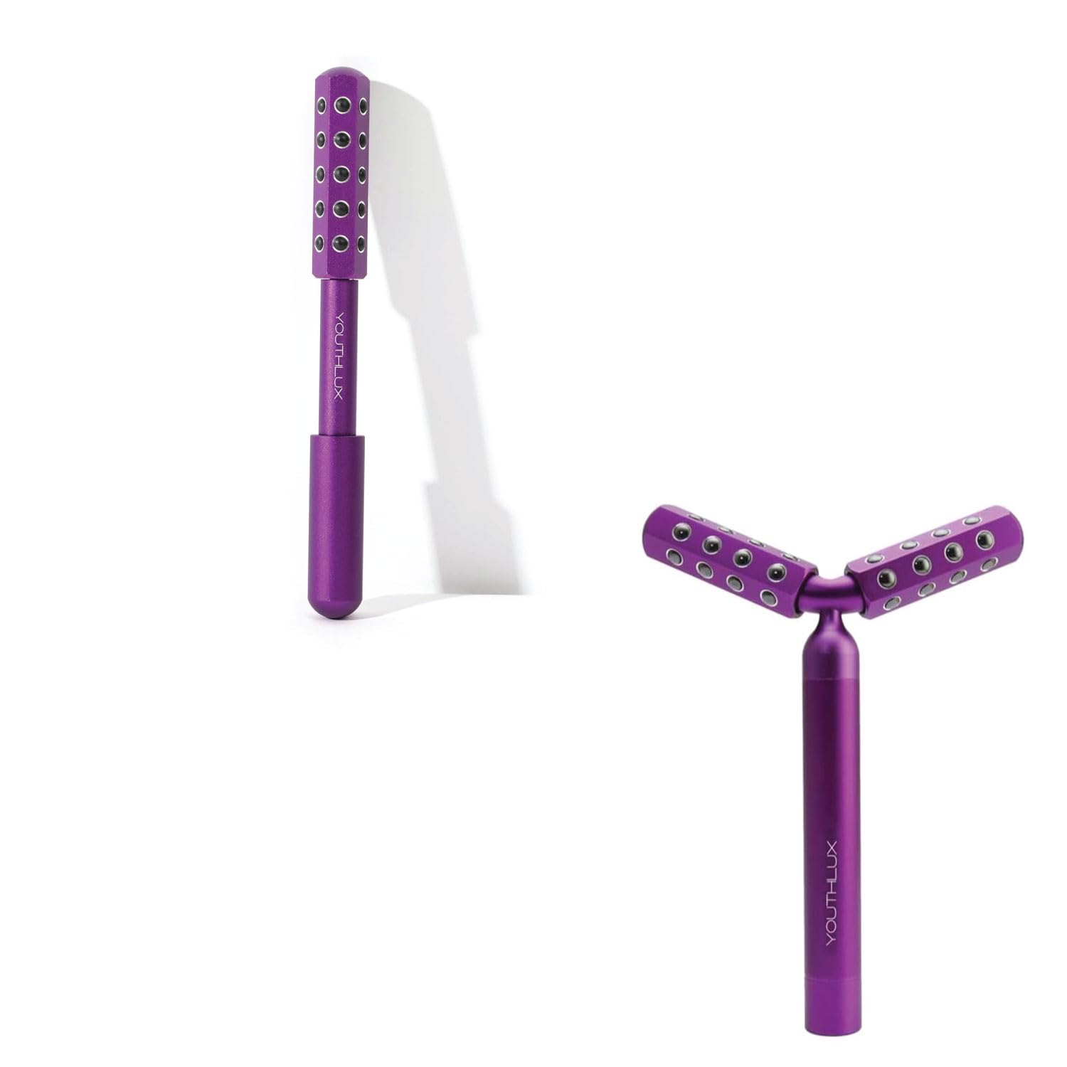 Radiance Roller (Purple) + Revolutional Roller (Purple) – Germanium Stone Face & Body Massage Tools for Women | Skin Tightening, Sculpting, Firming, and De-Puffing Facial Rollers