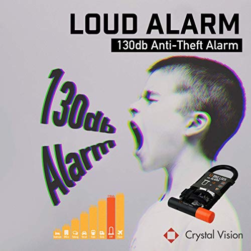 Crystal Vision Anti Theft Loud 130Db Alarm Heavy Duty Bike Lock Weather Proof Multi Purpose (U Lock 14Mm) #TOP2