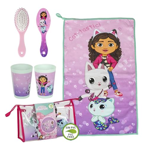 CERDÁ LIFE'S LITTLE MOMENTS Neceser de Viaje de Gabby's Dollhouse - Color Rosa - 23 x 15 x 8 cm - Gran Capacidad de Almacenamiento - Cierre de Cremallera - Producto Original Diseñado en España