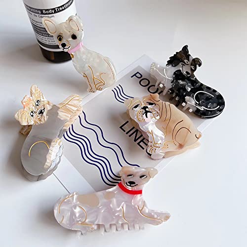 Cute Dog Hair Clips,Small Claw Clips For Girls,Acetate Hair Clips For Women,English Bulldog Claw Clip #TOP4