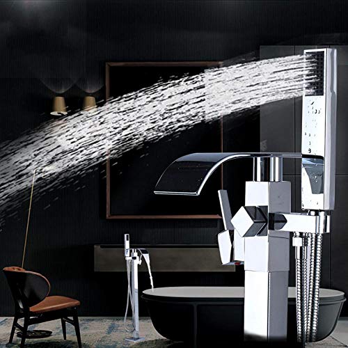 Mitigeur îlot bain douche à commande unique robinetterie sur pied chrome nickel