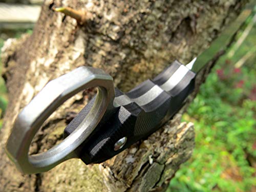 Ccanku C1692 Outdoor Knife And Carbon Fiber Fixed Blade Knife,D2 Steel G10 Handle 4 Inches,Camping Edc Tools,Survival,Claw Teeth Knife,Kydex Sheaths(Silver) … … #TOP6