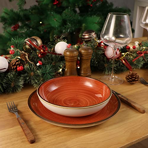 Onemore Dinner Plate, 10.5 Inch Porcelain Dinnerware Set/ Oven, Dishwasher And Microwave Safe/ Farmhouse Style/ Stackable And Easy To Clean (Set Of 6, Red) #TOP7