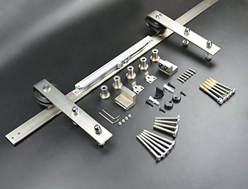 Diyhd 5.5Ft Soft Closing Brushed Nickel Sliding Barn Door Hardware Two-Side Soft Closing Mechanism #TOP2