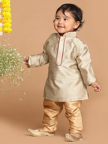 Image of VASTRAMAY Baby Boys Silk Blend Printed Infant Azure and Kurta Pyjama Set