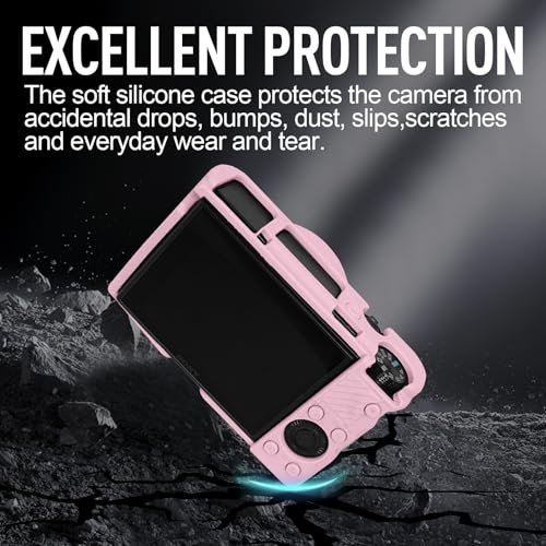Image of Easy Hood Case for Sony DSC-RX100 IV V VI VII DSLR Camera, Silicone Camera Case Lightweight Soft Carrying Cover with Removable Lens Cover (Pink)