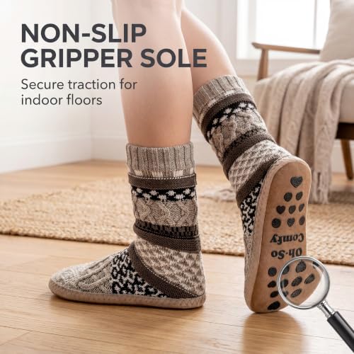 Image of cosyone1997 Slipper Socks for Women Warm Fuzzy Non Slip Soft Sole