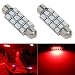 Partsam 2Pcs 42mm 211-2 212-2 578 LED Bright 12-3528 Chipsets 1.65 inches Interior Map Dome Lights Red