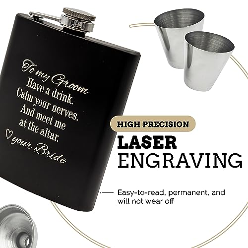 Groom Gifts from Bride on Wedding Day, Gifts for Groom to be, Fiance Gifts for Him, Bride and Groom Flask, Groom Gift, Groom Engagement, Wedding Gift for Husband, Future Husband Gifts, Hip Flask (GB) - Image 4