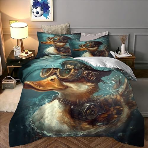 Housse de couette Canard Steampunk 140x200 parure lit microfibre pour enfant - 6