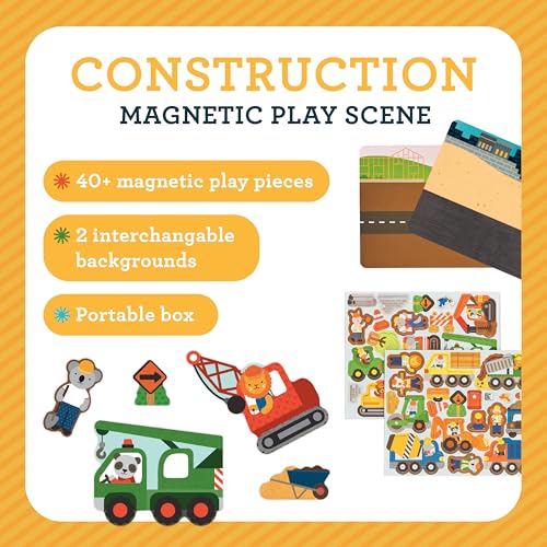Image of Petit Collage Magnetic Play Scene, Construction Site - Magnetic Game Board with Mix and Match Magnetic Animal Friends, Ideal for Ages 3+ - Includes 2 Scenes and 40 Magnet Pieces