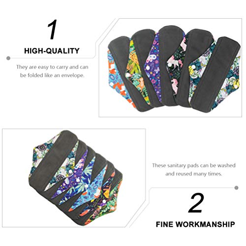 DOITOOL 5 Pcs Pano Almofadas Sanitárias Reutilizáveis ​​Almofadas Menstruais de Carvão Grandes Almof