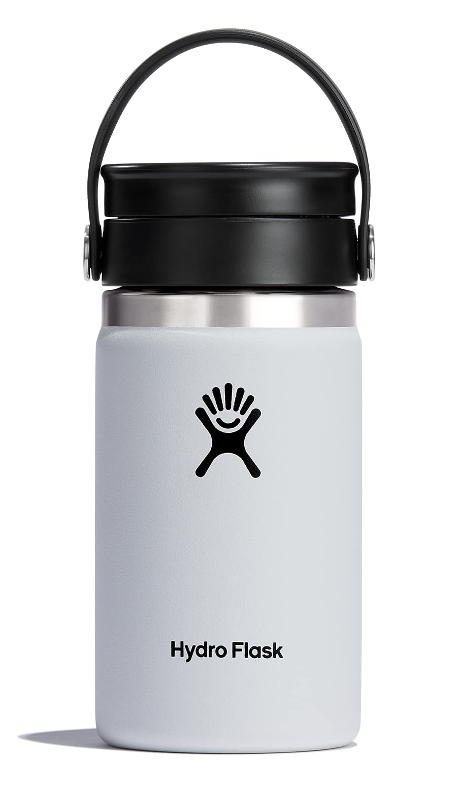 Travel Coffee Flask 354 ml (12 oz) - Vacuum Insulated Stainless Steel Travel Mug with Leak Proof Flex Sip Lid - Wide Mouth - White