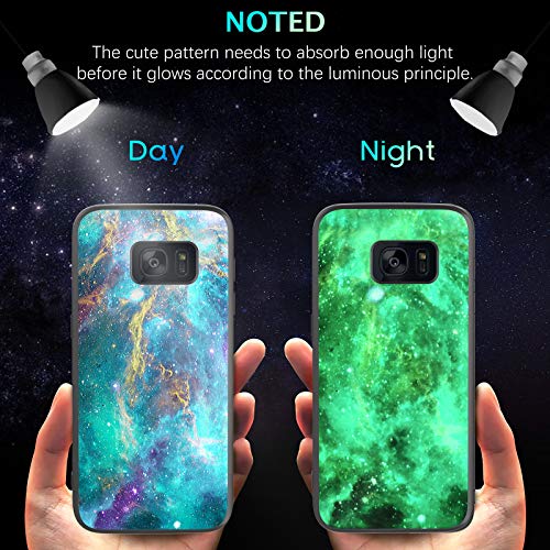 Bentoben Galaxy S7 Case, Phone Case Samsung S7, Slim Fit Glow In The Dark Shockproof Protective Hybrid Hard Pc Soft Tpu Bumper Drop Protection Non-Slip Girls Women Covers For Samsung S7, Nebula Design #TOP1
