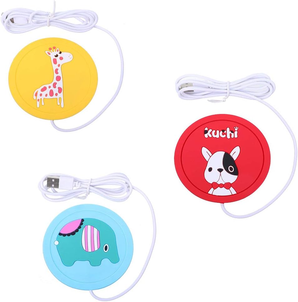ZERIRA 3 Pcs Mug Warmer Mat，Cartoon Silicone usb beverage warmers pad Portable Coffee Tea Beverage Heater Coaster Tray Pad Warmer for Home, Office