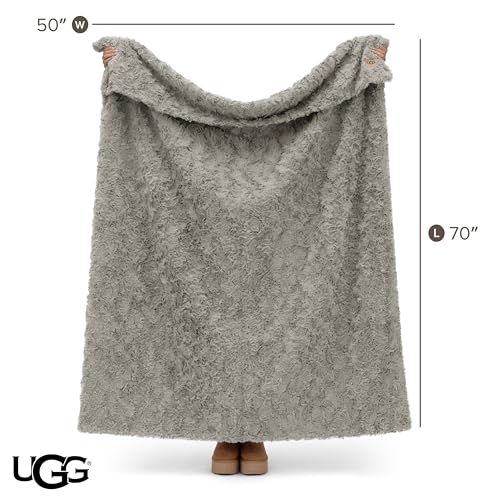 UGG Adalee Faux Fur Throw Blanket for Couch, Cozy Fuzzy Blanket for Chair or Bed, Easy Care Reversible Fluffy Throw, Luxury Home Decor, 50-inch x 70-inch, Seal Grey by UGG - Image 8