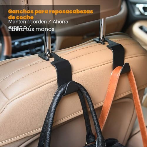 Miniatura 6 de Uraqt Ganchos Para Asiento De Coche, 4pcs Gancho De Asiento Trasero De Coche, Ganchos Para Reposacabezas De Coche, Negro Multifuncionales Accesorios Coche, Para Bolsas, Monedero, Botellas De Agua