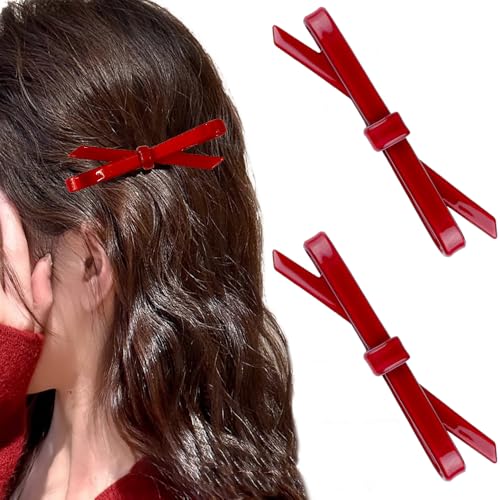 2 Pinzas Rojo Oscuro con Moño Vintage para Mujer miniatura 1