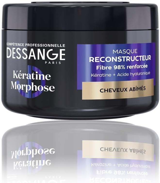 DESSANGE - Masque Cheveux Reconstructeur Kératine Morphose - Formule Enrichie En Kératine Végétale & Acide Hyaluronique - Répare & Protège La Fibre Capillaire - Cheveux Abîmés - 280ml