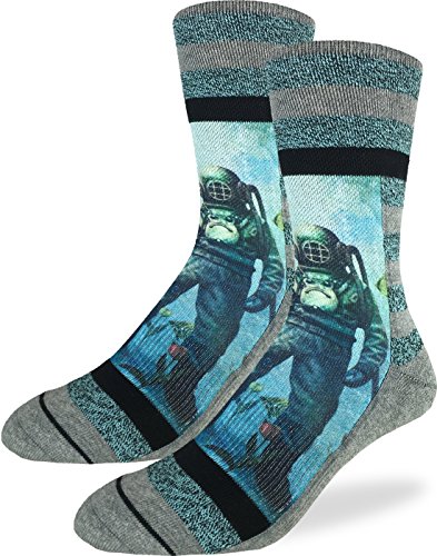 Good Luck Sock Men's Scuba Diver Crew Socks - Grey, Adult Shoe Size 8-13