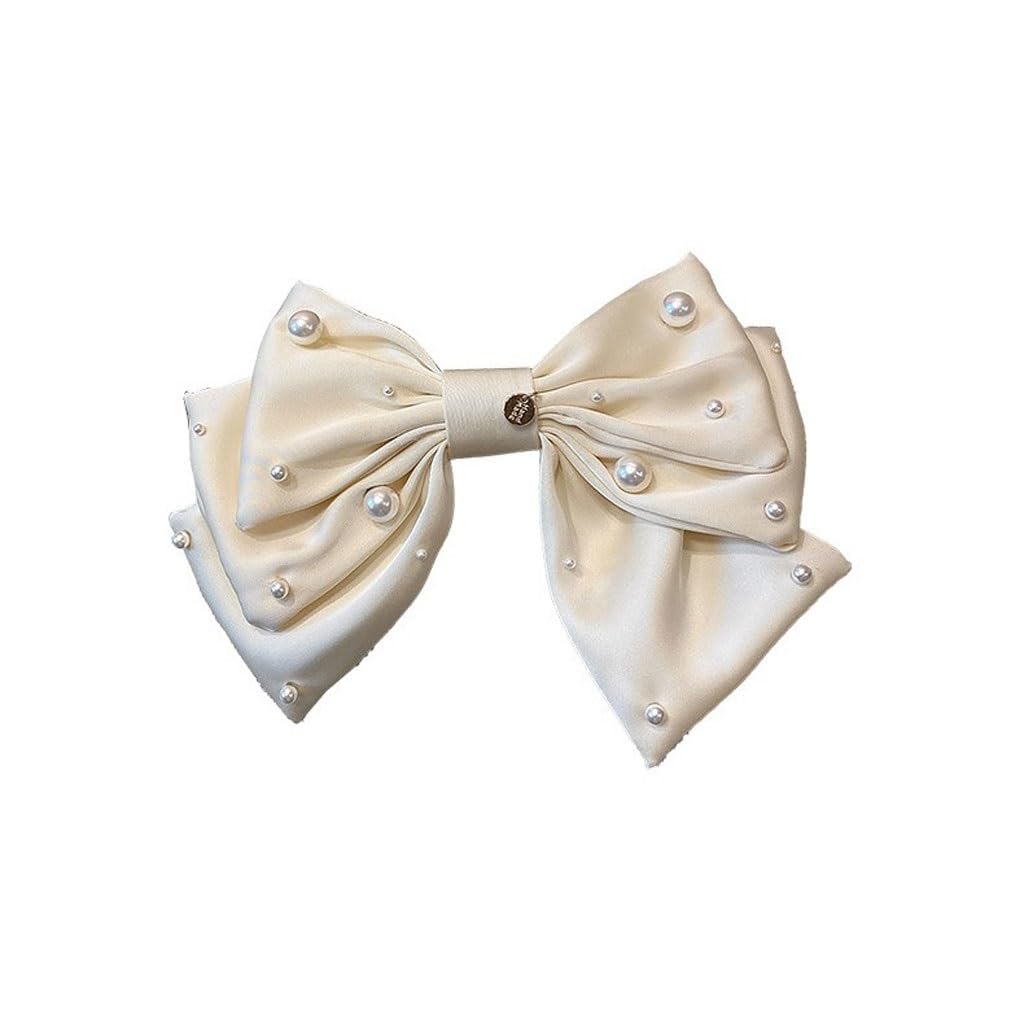 JFDBGU Fermaglio for Capelli con Fiocco Grande E Perla Satinata di Fascia Alta, Fermaglio A Molla for Cucchiaio Posteriore Femminile