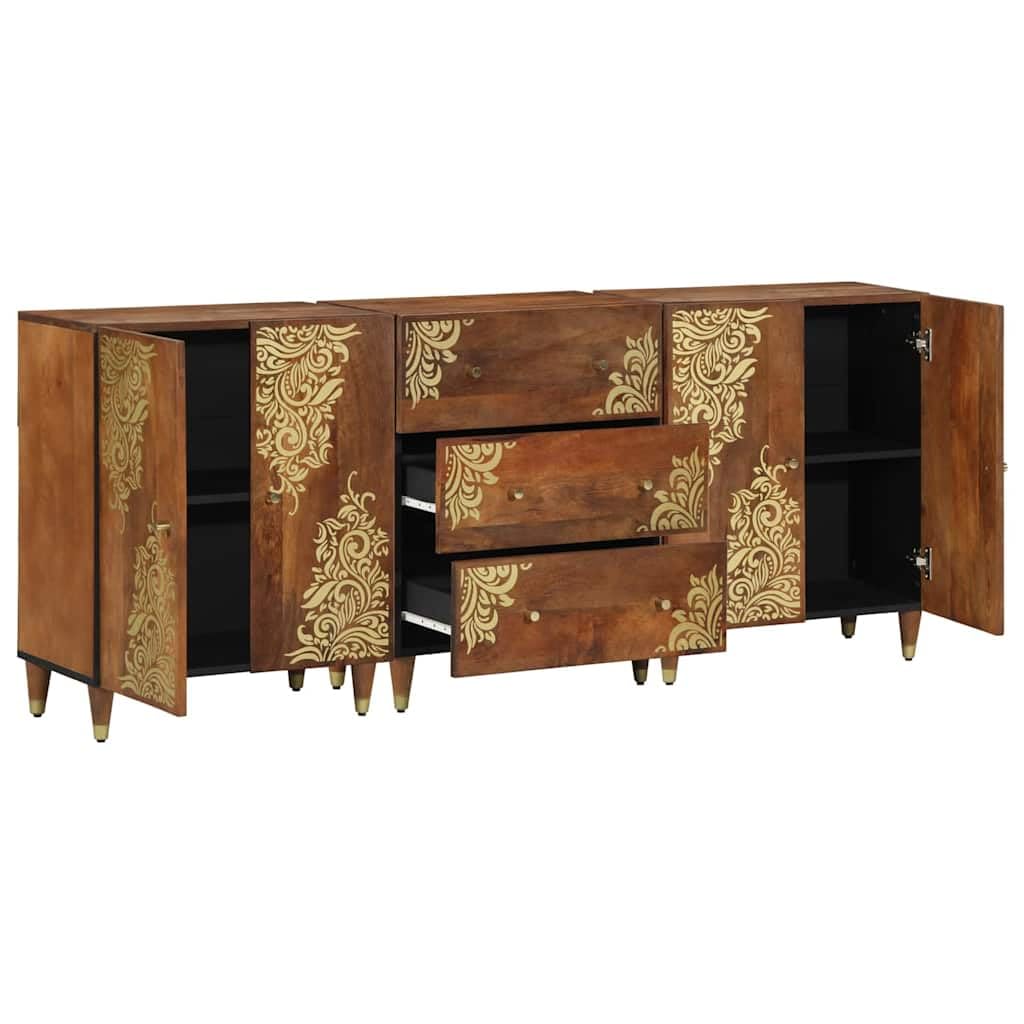 Juego de muebles de baño de 3 piezas marrón miel y dorado con cajón de almacenamiento espacioso