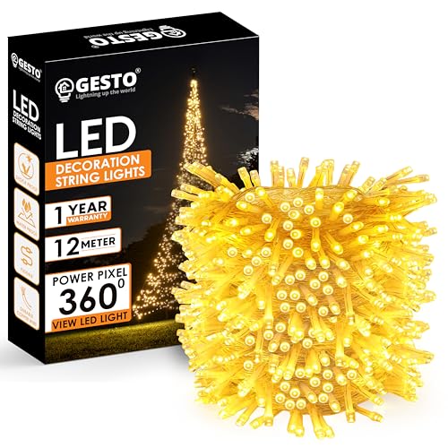 Image of Gesto Warm White Led Serial String Lights - Waterproof Copper Wire Yellow Fairy Lights for Home Decoration,Christmas, Deepawali & Diwali Decoration Lights for Balcony Outdoor (12 Meter | Pack of 1)
