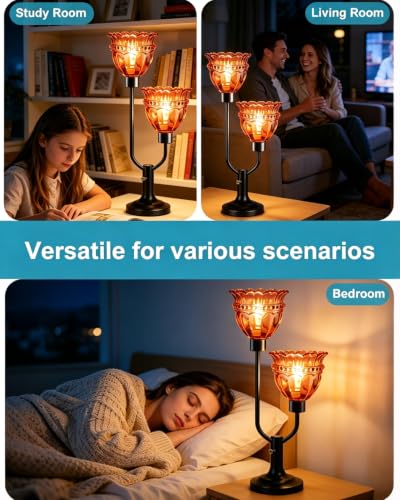 Image of Lightdot Mid Century Modern Table Lamp Dimmable Red Glass Vintage Lamp Gift