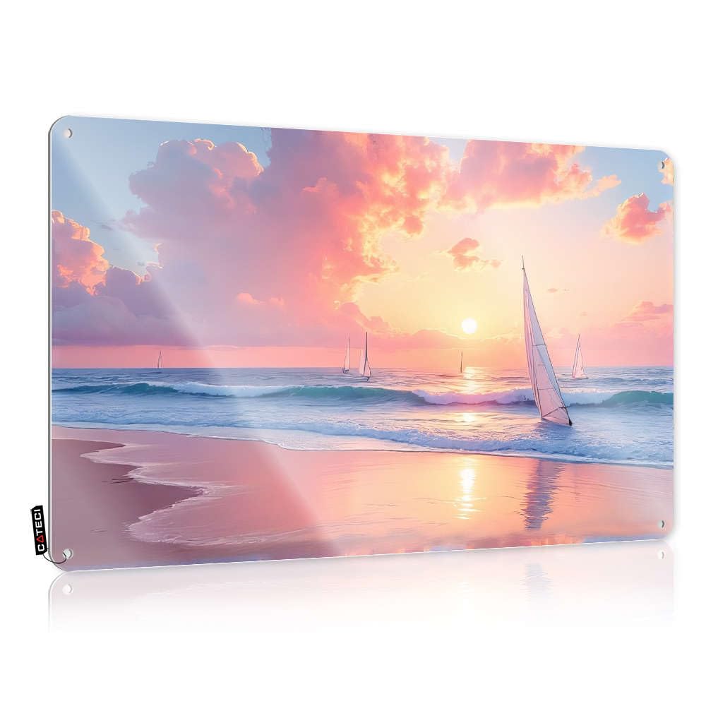 Tinplate Sign Rules Hanging Rust-proof & Printed Metal Decor Vintage Tin - Sailboats Glide On Tranquil Waters As The Sun Sets For Amusing Farmhouse Wall | Aluminum