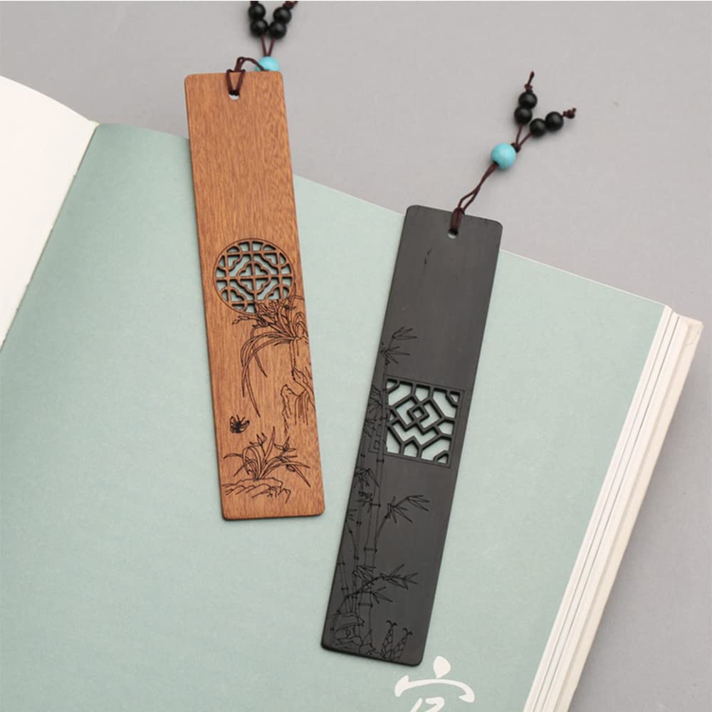 4pcs hölzerne Lesezeichen Mahagoni Antike Lesezeichen chinesische Stil Geschnitzte Lesezeichen Lesezeichen