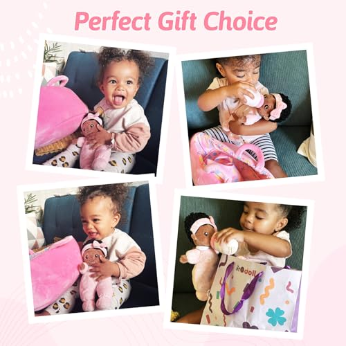 Image of OUOZZZ Baby Doll Accessories with Black Doll, Bassinet, Blanket and Bottle | Interactive Pretend Playset for Social Emotional Learning, Educational Toy for 2 Year Old Girls