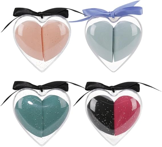 SUPVOX 2pcs Makeup Sponge Set with Heart Shape and Egg Design, Plastic Cosmetic Sponges for Foundation Blending, Distribute Powder Evenly, Quick and Handy to Use for Face Makeup