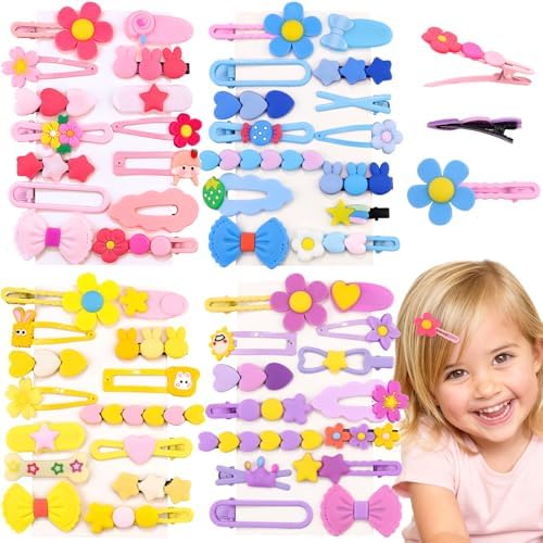56 PCS Cute Hair Clips for Girls|Toddler Hair Accessories Candy Hair Clips Colorful Barrettes, Rainbow Flower Fruit Fun Hair Clip for Toddler Girls Kids Baby, Kawaii Barrettes Little Hair Accessories
