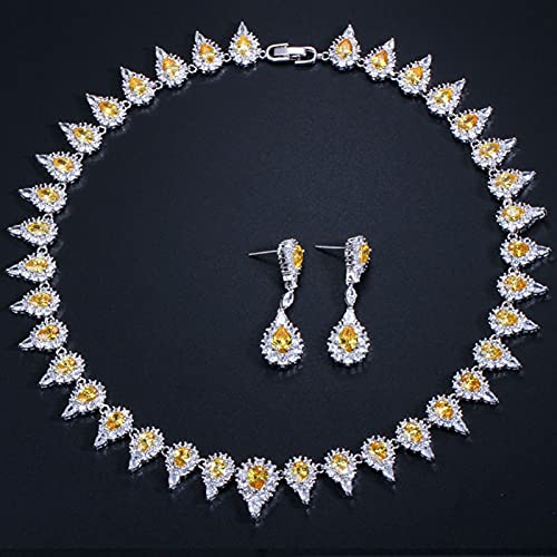 Conjunto de collar de alta bisutería fina con piedras de agua para novias 5