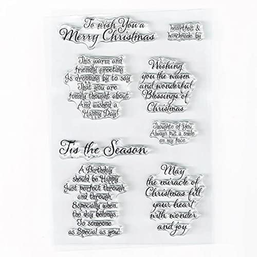 Qiskaii Tis Season Merry Christmas Sentiments Sayings Phrase Rubber Clear Stamp For Scrapbooking Card Art Craft Stamps #TOP2