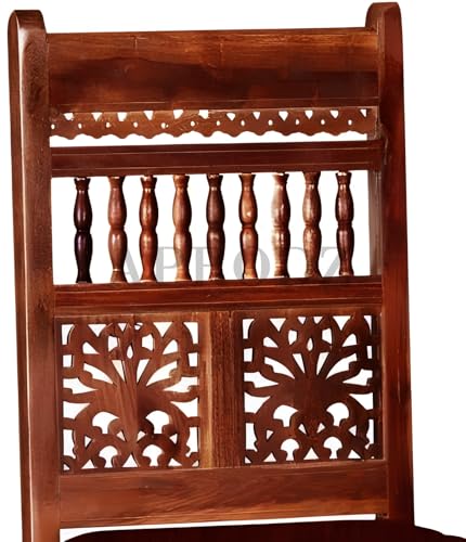 Image of APRODZ Solid Sheesham Wood Dining Table Set of 4 Seater Dinner Dinning Table with 4 Chair for Dining Furniture for Living Room Home Hotel Office Self Assembly (Honey Finish)