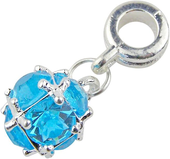 Universal March Birthstone Charm Turquoise Rhinestone