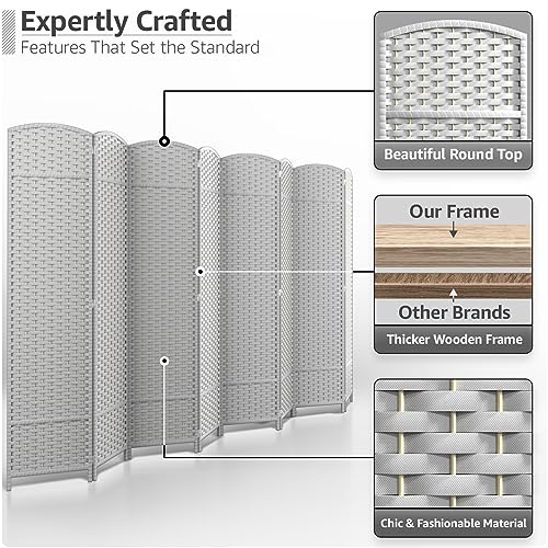 Sorbus 8 Panel Room Divider 6 ft. Tall - Privacy Screen, Extra Wide Double Hinged Panels, Mesh Hand-Woven Design, Partition Room Dividers and Folding Privacy Screens, Wall Divider for Room Separation