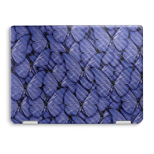 Image of MightySkins Carbon Fiber Skin Compatible with HP Spectre x360 14 inch (2022) Full Wrap Kit - Blue Butterflies | Protective, Durable Textured Carbon Fiber Finish | Easy to Apply | Made in The USA
