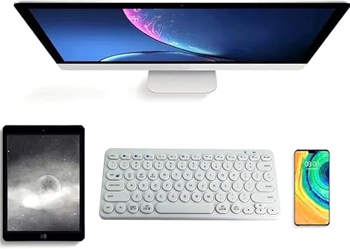 Coverzone B380 Slim Ergonomic Design with Bluetooth Connection IPad Compatible Portable Turkish Q Bluetooth Connected Keyboard for Phone Tablet (White)