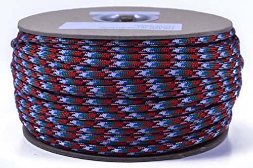 Bored Paracord - 1', 10', 25', 50', 100' Hanks & 250', 1000' Spools of Parachute 550 Cord Type III 7 Strand Paracord Well Over 300 Colors - Afghanistan Veteran 2-1 Foot