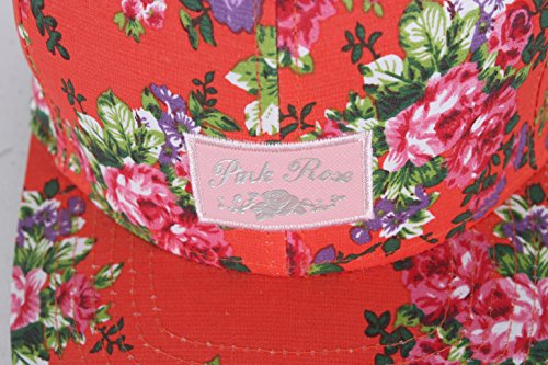 Raon H99 Flower Pink Rose Lettering Cute Club Hiphop Ball Cap Bill Snapback Flat Hat (Orange) #TOP1