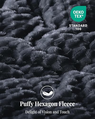 Image of Topblan Weighted Blanket for Adults, 60 inch x 80 inch 15lbs, Soft Sherpa Queen Size Heavy Blanket with 3D Jacquard Turtle Shell Flannel Fleece for Couch and Bed