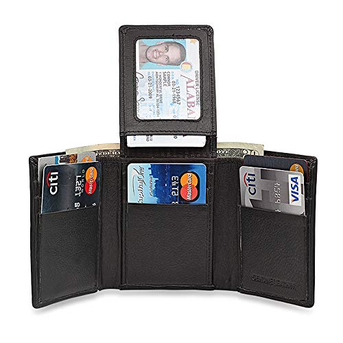 Executive Gift Shoppe | Personalized RFID Blocking Trifold Wallet with ID Holder - Black Men’s Wallet with Initials3