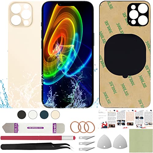 ReuWeu Rear Back Screen Cover Glass Replacement Compatible with iPhone 12 Pro Max 6.7(Gold)