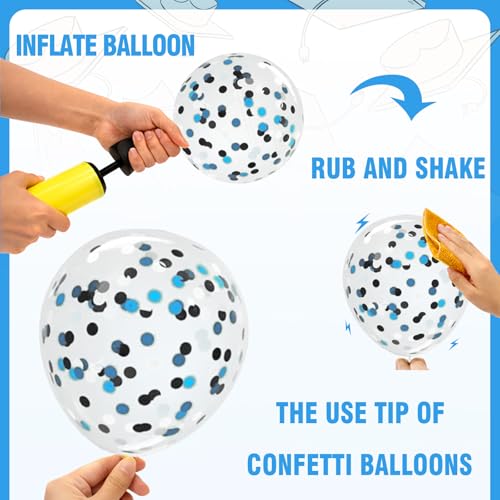Image of Graduation Decorations 2026 - Graduation Balloons 62pcs 12 Inch Blue Black White Grad Print Latex Confetti Balloons for College High School Class of 2026 Congrats Grad Party Decor Supplies (Ribbon)