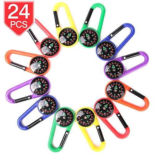 PROLOSO Carabiner Compasses for Kids Toy Compass Belt Clips School Prizes Party Favors
